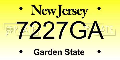 7227GA New Jersey License Plate