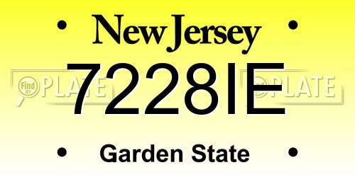 7228IE New Jersey License Plate