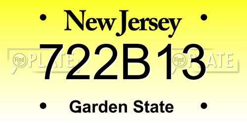 722B13 New Jersey License Plate