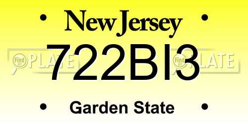 722BI3 New Jersey License Plate