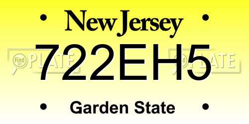 722EH5 New Jersey License Plate
