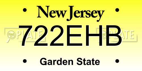 722EHB New Jersey License Plate