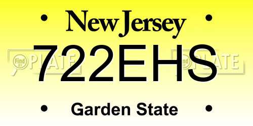 722EHS New Jersey License Plate