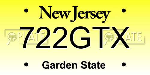 722GTX New Jersey License Plate