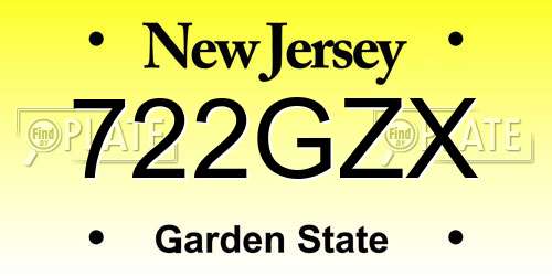 722GZX New Jersey License Plate