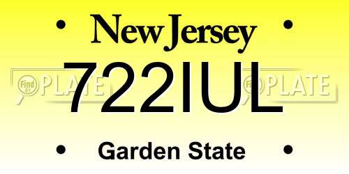 722IUL New Jersey License Plate