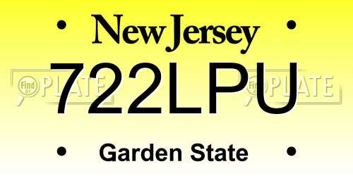 722LPU New Jersey License Plate