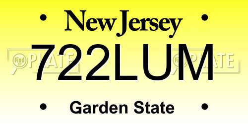 722LUM New Jersey License Plate