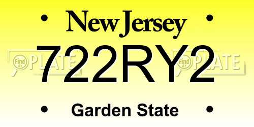 722RY2 New Jersey License Plate