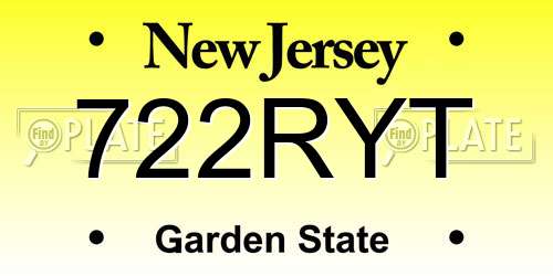722RYT New Jersey License Plate