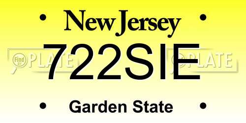 722SIE New Jersey License Plate