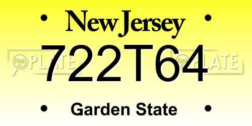 722T64 New Jersey License Plate