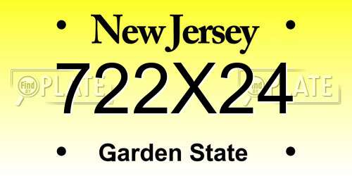 722X24 New Jersey License Plate