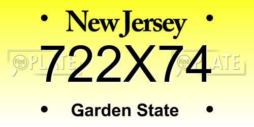 722X74 New Jersey License Plate