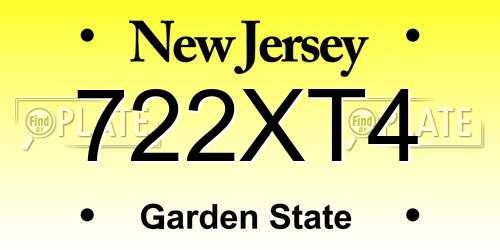 722XT4 New Jersey License Plate