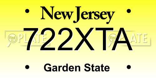 722XTA New Jersey License Plate
