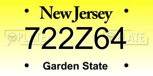 722Z64 New Jersey License Plate