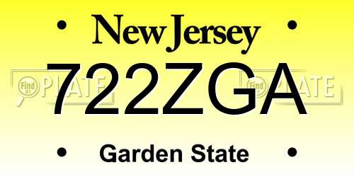 722ZGA New Jersey License Plate