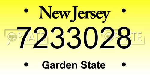 7233028 New Jersey License Plate