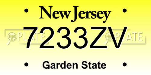 7233ZV New Jersey License Plate