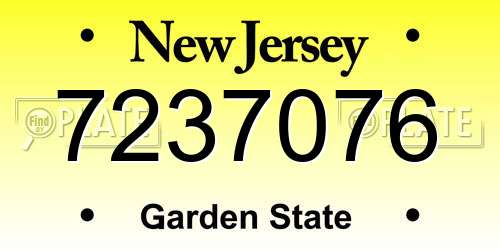 7237076 New Jersey License Plate