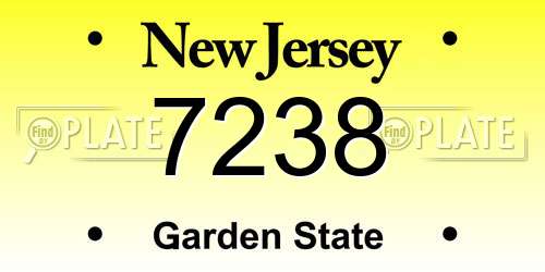 7238 New Jersey License Plate