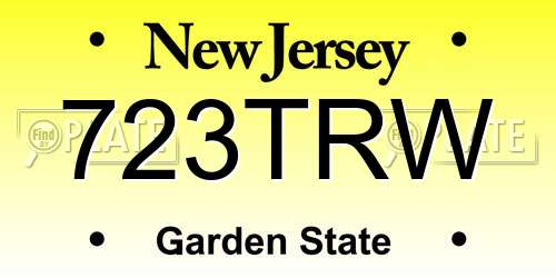 723TRW New Jersey License Plate