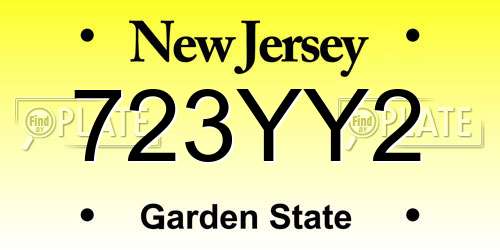 723YY2 New Jersey License Plate
