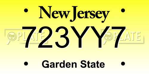 723YY7 New Jersey License Plate
