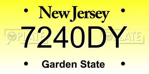 7240DY New Jersey License Plate
