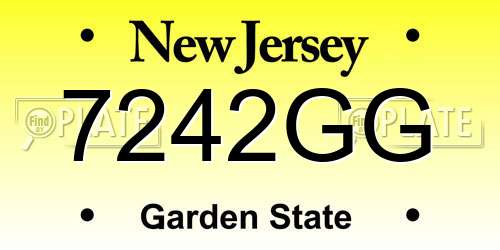 7242GG New Jersey License Plate