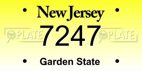 7247 New Jersey License Plate