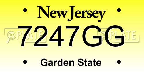 7247GG New Jersey License Plate