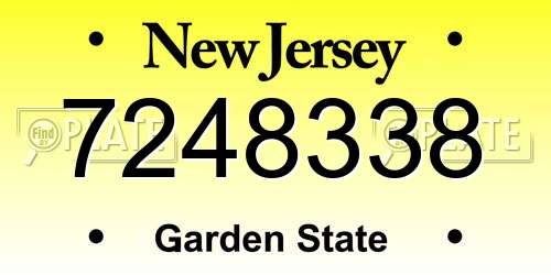 7248338 New Jersey License Plate