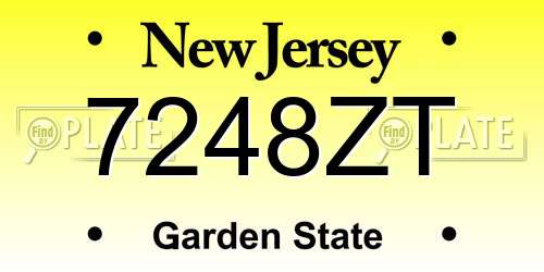 7248ZT New Jersey License Plate