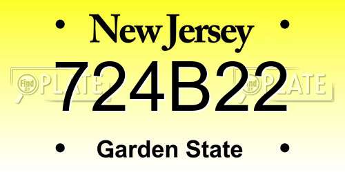 724B22 New Jersey License Plate