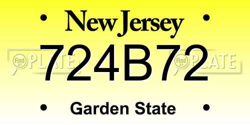 724B72 New Jersey License Plate