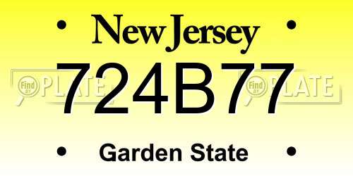 724B77 New Jersey License Plate