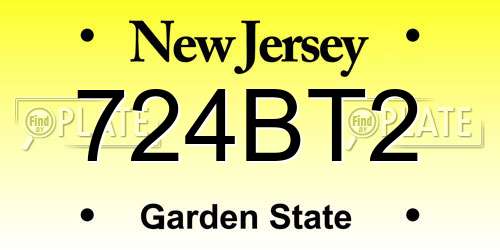 724BT2 New Jersey License Plate