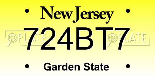 724BT7 New Jersey License Plate