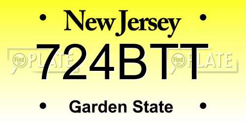 724BTT New Jersey License Plate