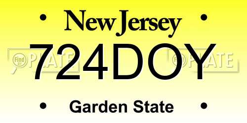 724DOY New Jersey License Plate