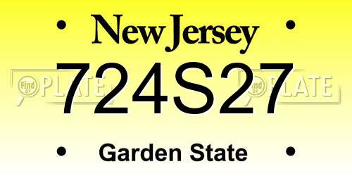 724S27 New Jersey License Plate