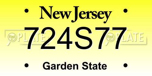 724S77 New Jersey License Plate