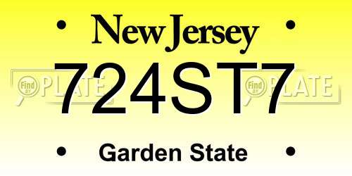 724ST7 New Jersey License Plate