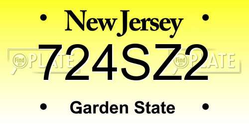 724SZ2 New Jersey License Plate