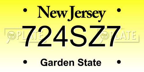724SZ7 New Jersey License Plate
