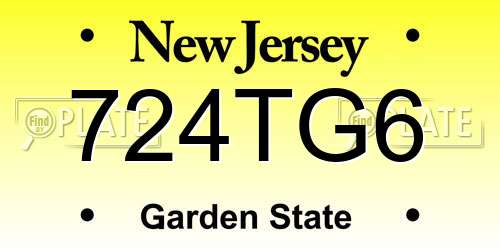724TG6 New Jersey License Plate