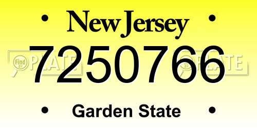 7250766 New Jersey License Plate