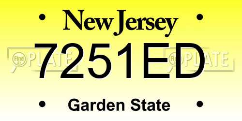 7251ED New Jersey License Plate